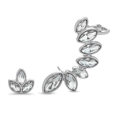Designer silver crystal earring set